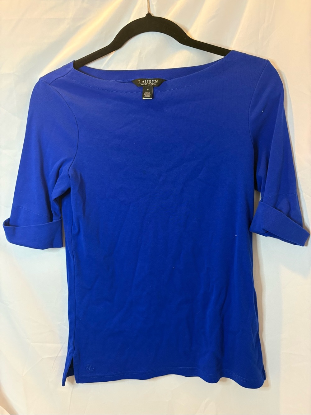 LAUREN Ralph Lauren Cobalt Blue Boatneck Elbow-Sleeve Top